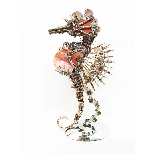 DIY 3D Metal Steampunk Mechanical Seahorse Puzzle with Lamp Model-2100PCS - 3d metal puzzle by Extoril