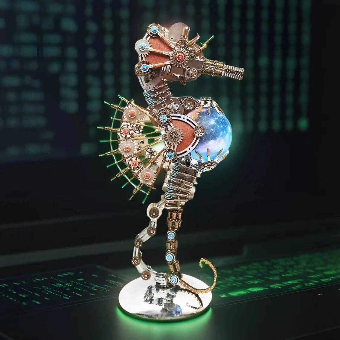 DIY 3D Metal Steampunk Mechanical Seahorse Puzzle with Lamp Model-2100PCS - 3d metal puzzle by Extoril
