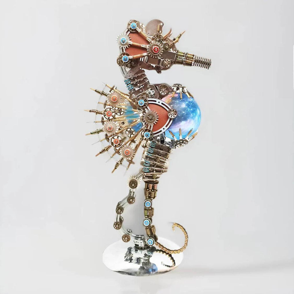 DIY 3D Metal Steampunk Mechanical Seahorse Puzzle with Lamp Model-2100PCS - 3d metal puzzle by Extoril
