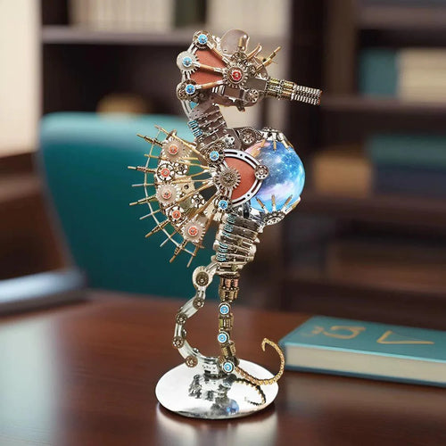 DIY 3D Metal Steampunk Mechanical Seahorse Puzzle with Lamp Model-2100PCS - 3d metal puzzle by Extoril