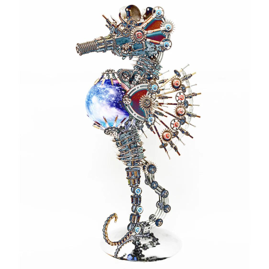 DIY 3D Metal Steampunk Mechanical Seahorse Puzzle with Lamp Model-2100PCS - 3d metal puzzle by Extoril