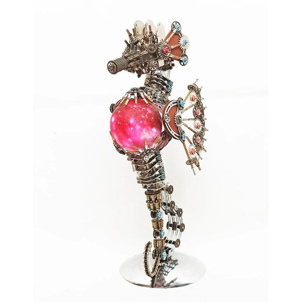 DIY 3D Metal Steampunk Mechanical Seahorse Puzzle with Lamp Model-2100PCS - 3d metal puzzle by Extoril