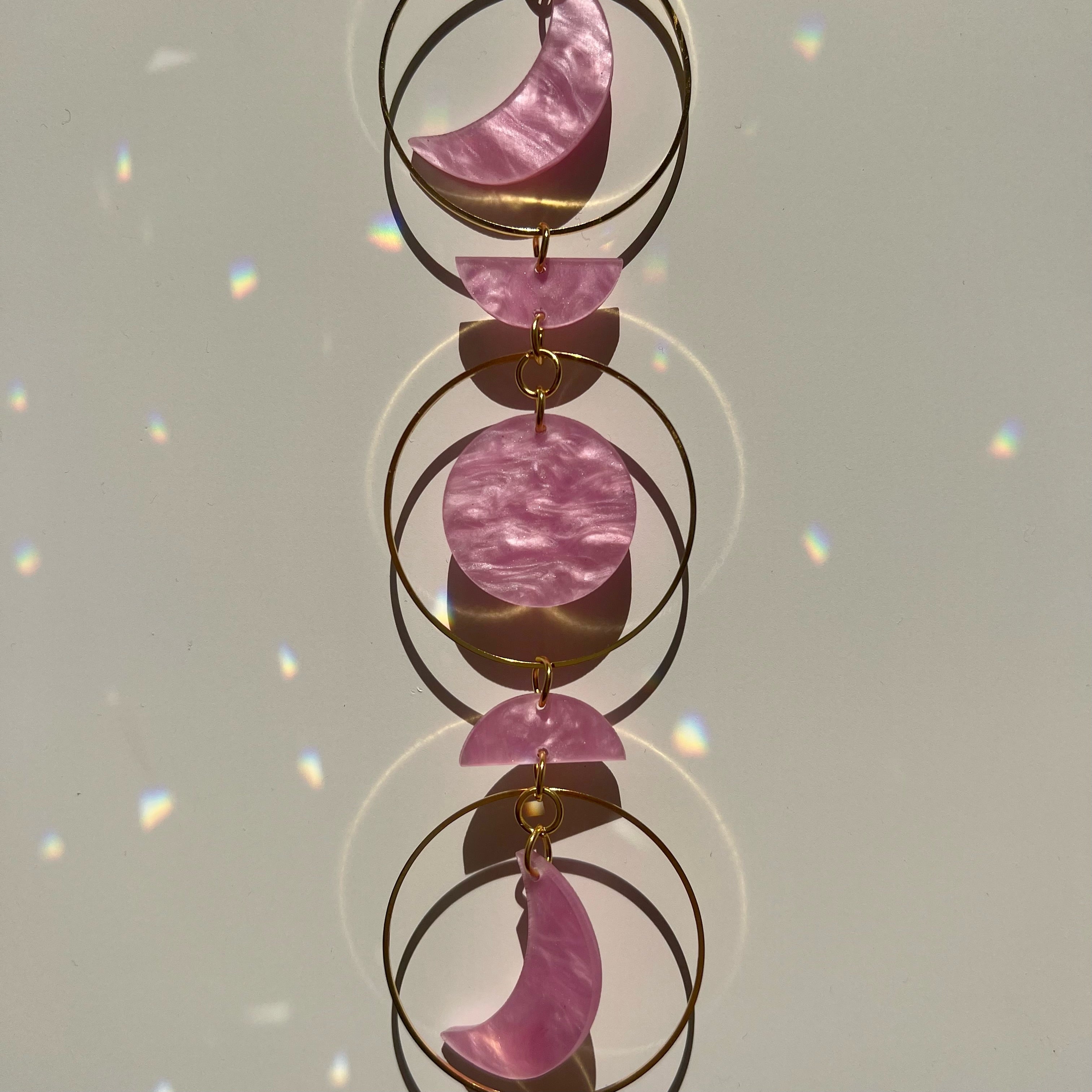 PrismVeil Lunara — Hanging Moon Shell Crystal Suncatcher