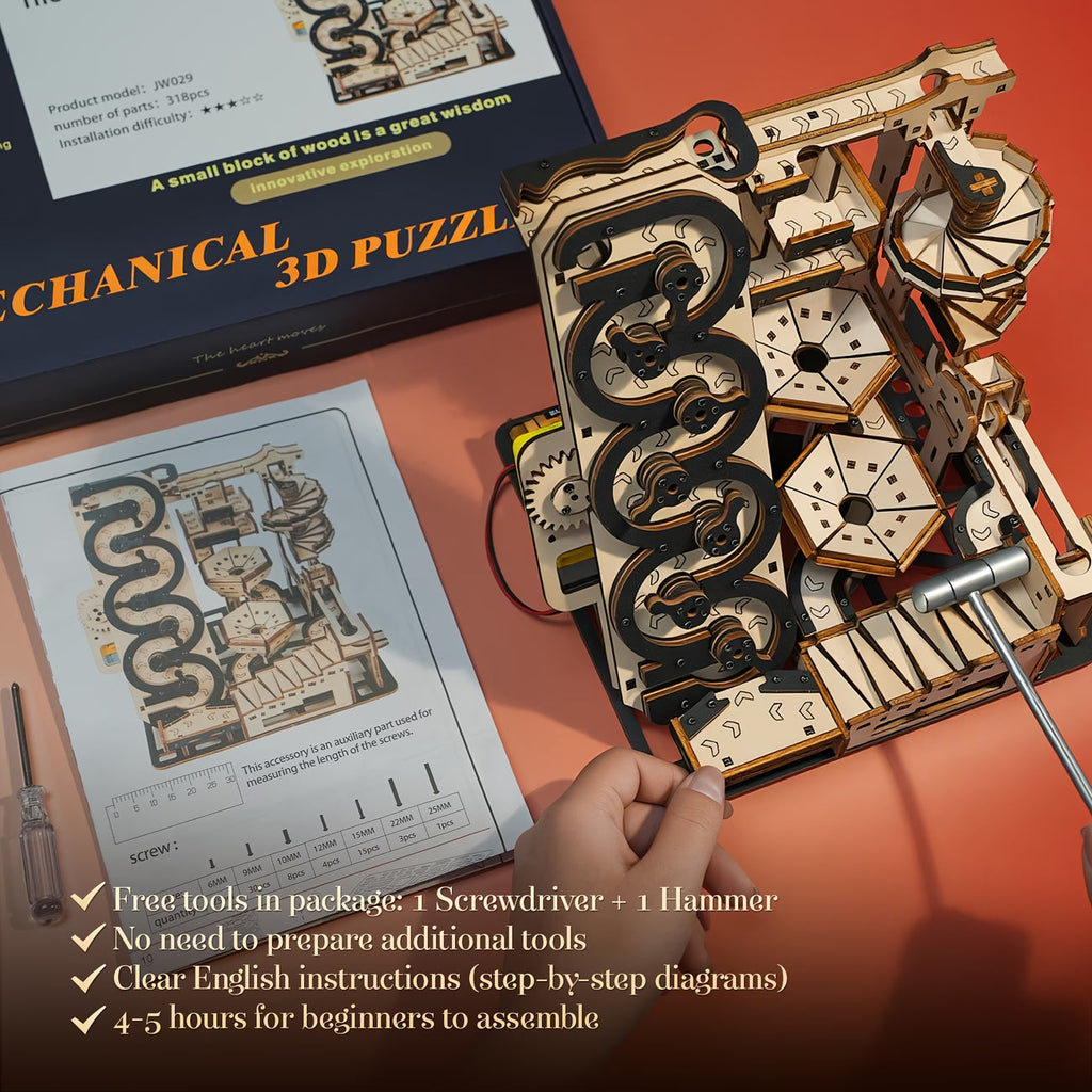 Electric Mechanical Marble Run 3D Wooden Puzzle - 3D Wooden Puzzle by Extoril