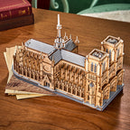 Gothic Notre-Dame Cathedral - Paris Masterpiece 3D Wooden Puzzle - 3D Wooden Puzzle by Extoril