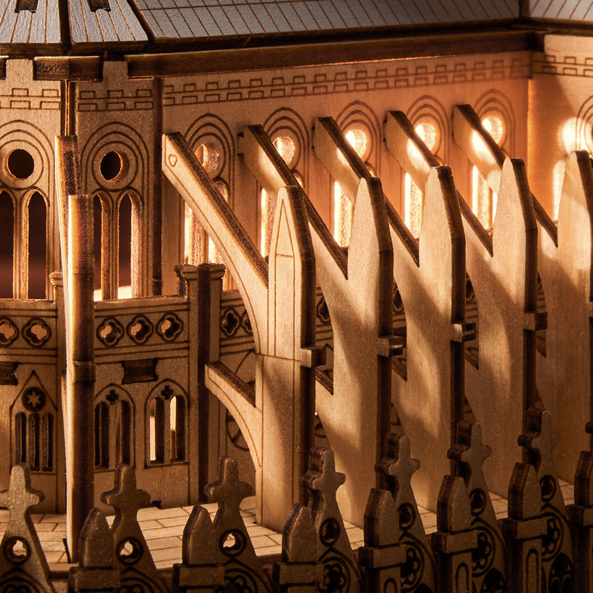 Gothic Notre-Dame Cathedral - Paris Masterpiece 3D Wooden Puzzle - 3D Wooden Puzzle by Extoril