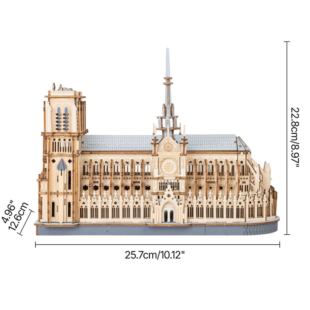 Gothic Notre-Dame Cathedral - Paris Masterpiece 3D Wooden Puzzle - 3D Wooden Puzzle by Extoril