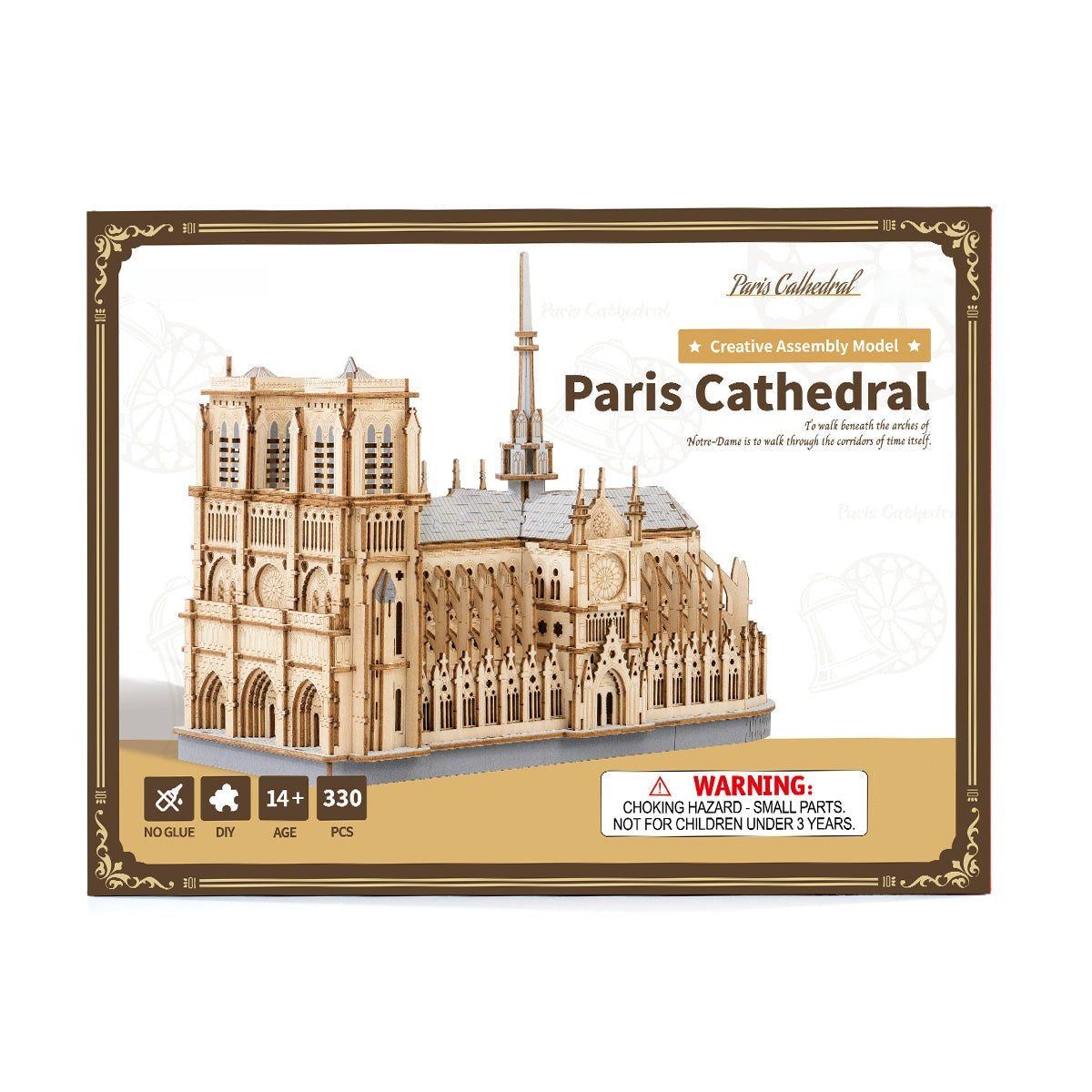 Gothic Notre-Dame Cathedral - Paris Masterpiece 3D Wooden Puzzle - 3D Wooden Puzzle by Extoril