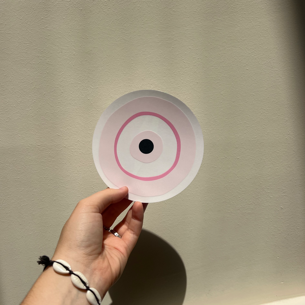 PrismVeil Roseguard — Pink Evil Eye Rainbow Window Film