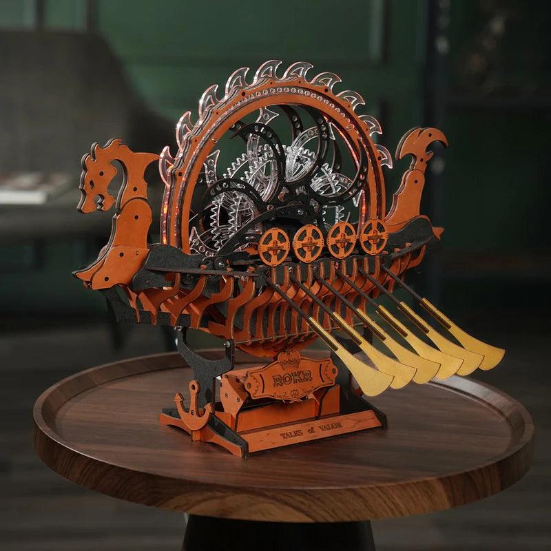 Viking Dragon Longship - Mechanical 3D Wooden Puzzle - 3D Wooden Puzzle by Extoril