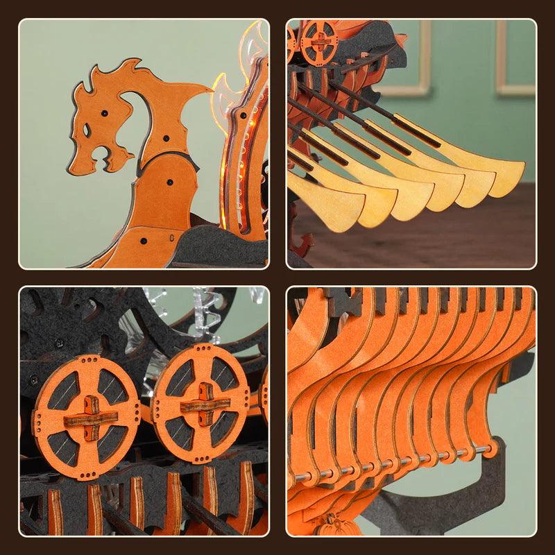 Viking Dragon Longship - Mechanical 3D Wooden Puzzle - 3D Wooden Puzzle by Extoril