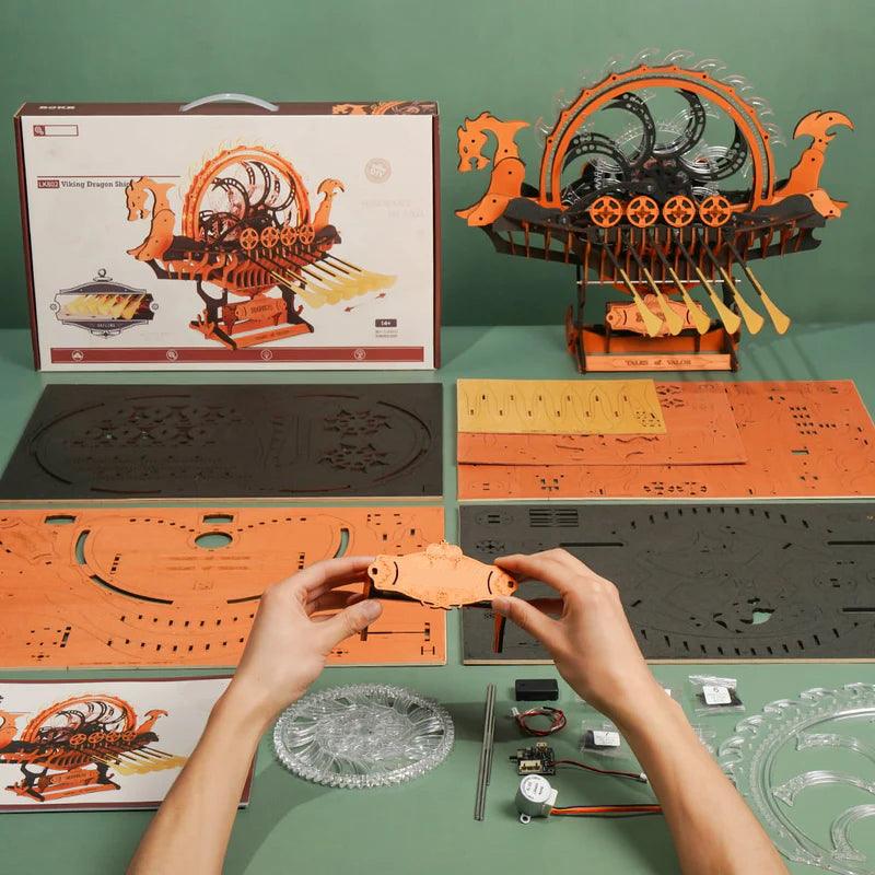 Viking Dragon Longship - Mechanical 3D Wooden Puzzle - 3D Wooden Puzzle by Extoril