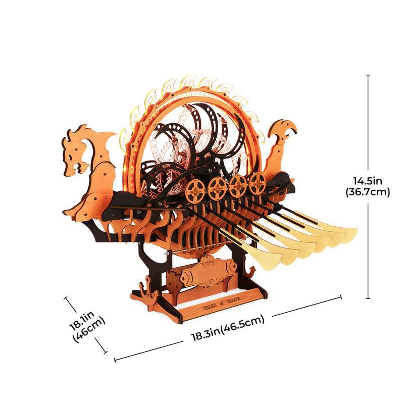 Viking Dragon Longship - Mechanical 3D Wooden Puzzle - 3D Wooden Puzzle by Extoril
