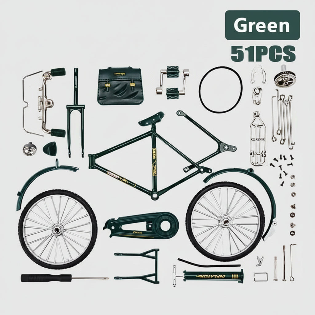 1:10 Scale DIY Retro Bicycle Model Kit 51-Piece Zinc Alloy Nostalgic Assembly - Gadget by Extoril