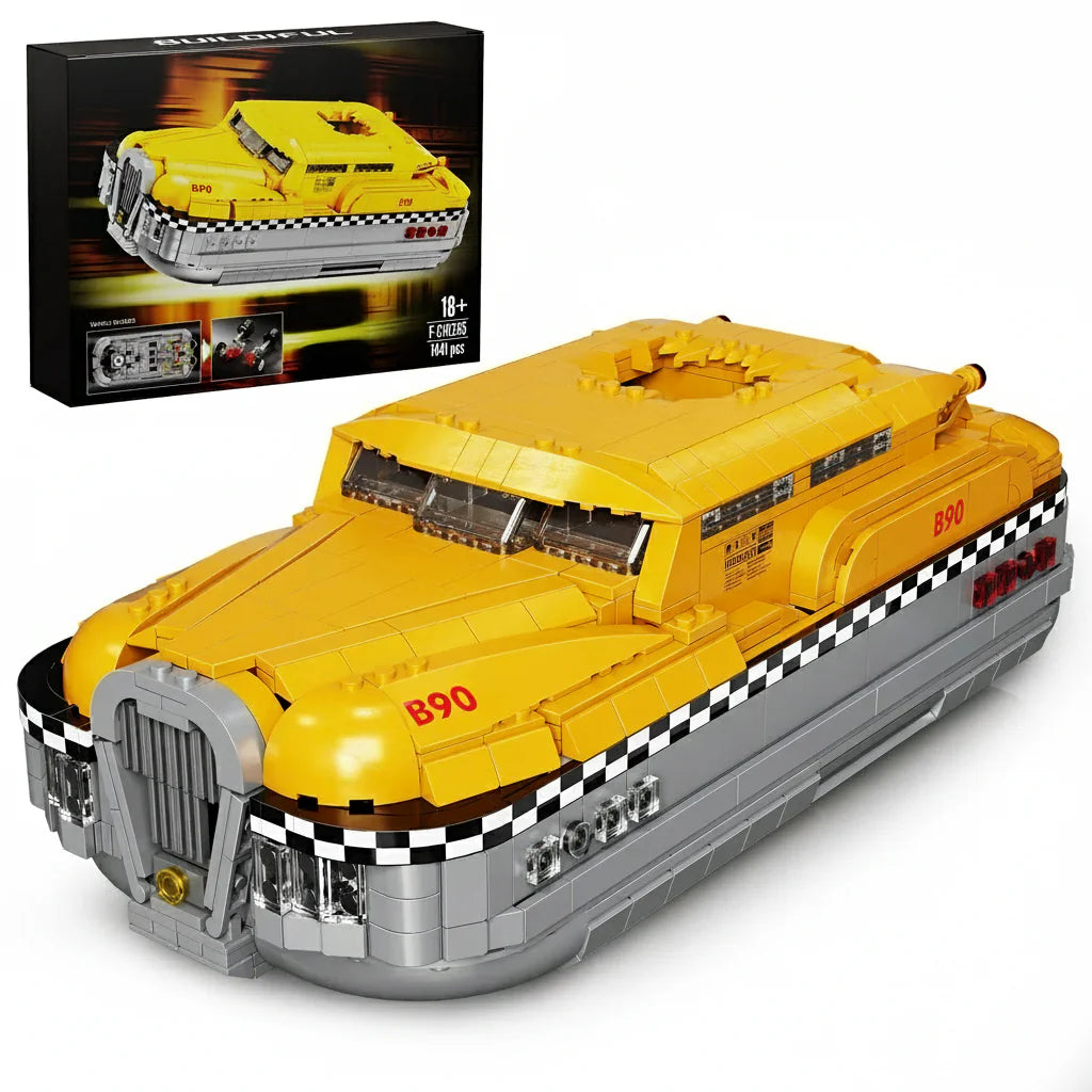 1441-Piece B90 Retro Sci-Fi Yellow Cab Taxi Set - Mechanical kit by Extoril