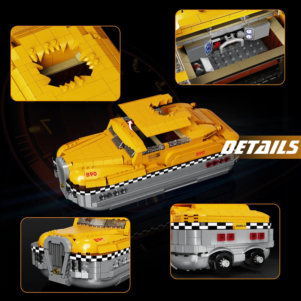 1441-Piece B90 Retro Sci-Fi Yellow Cab Taxi Set - Mechanical kit by Extoril