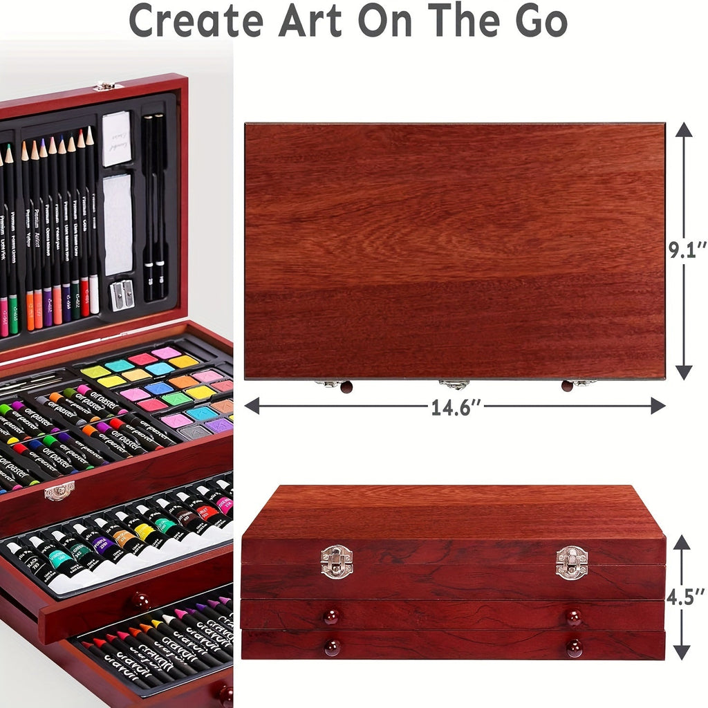 175 Piece Art Set Wooden Case Drawing Kit - home decor by Extoril
