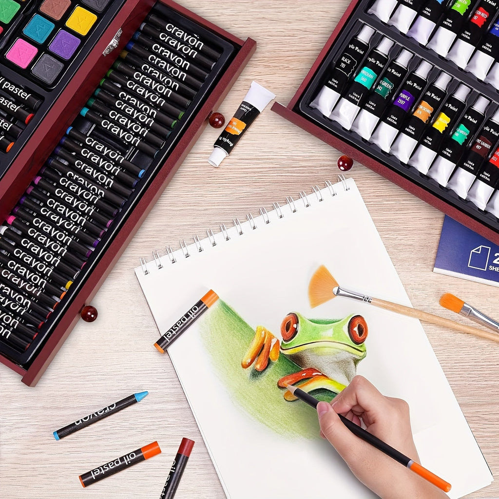 175 Piece Art Set Wooden Case Drawing Kit - home decor by Extoril