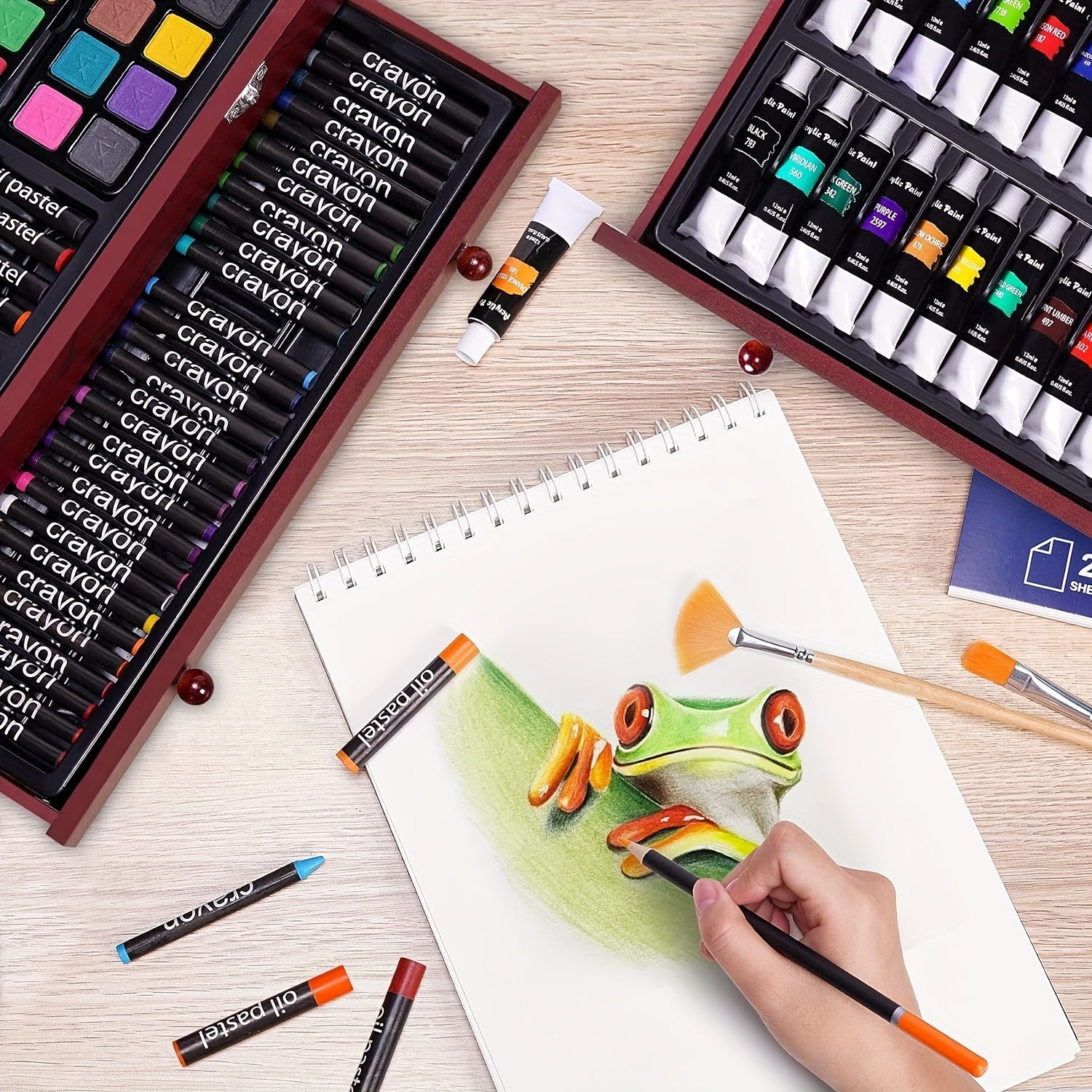 175 Piece Art Set Wooden Case Drawing Kit - home decor by Extoril