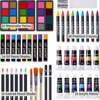 175 Piece Art Set Wooden Case Drawing Kit - home decor by Extoril