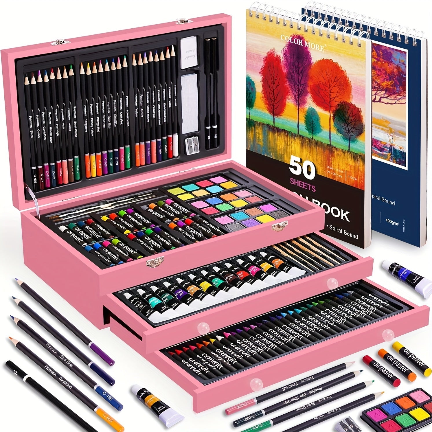 175 Piece Art Set Wooden Case Drawing Kit - home decor by Extoril