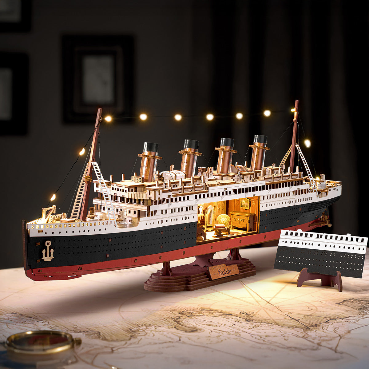 Titanic 3D Wooden Model Kit with LED - 3D Wooden Puzzle by Extoril