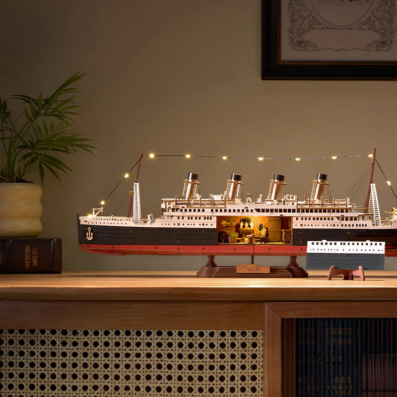 Titanic 3D Wooden Model Kit with LED - 3D Wooden Puzzle by Extoril
