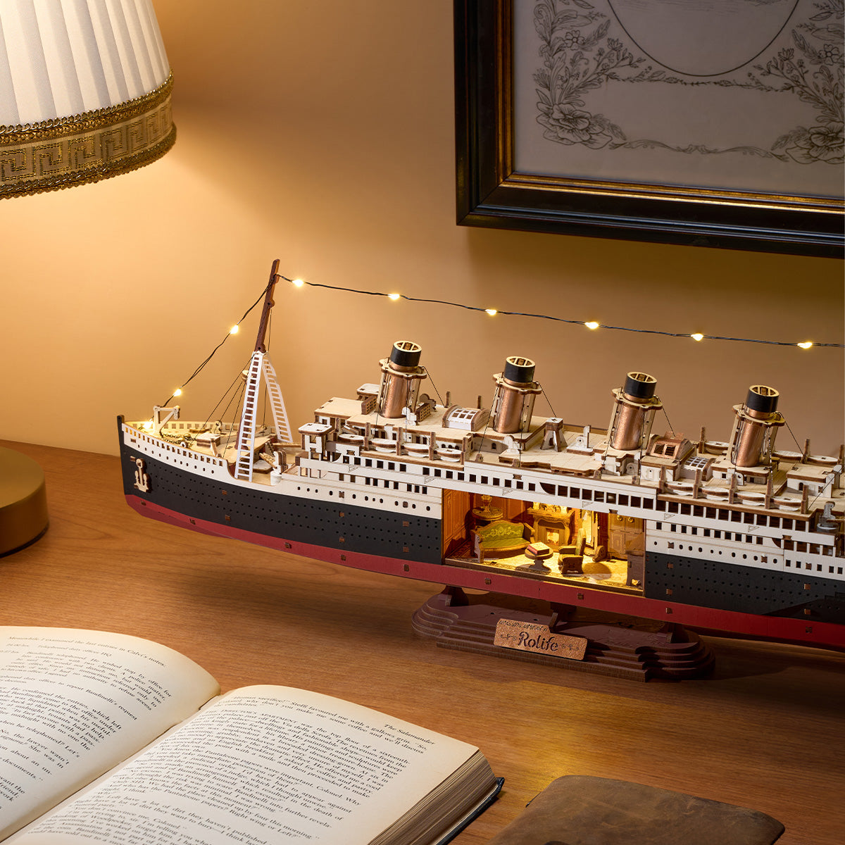 Titanic 3D Wooden Model Kit with LED - 3D Wooden Puzzle by Extoril