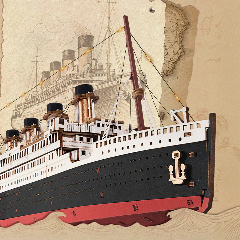 Titanic 3D Wooden Model Kit with LED - 3D Wooden Puzzle by Extoril