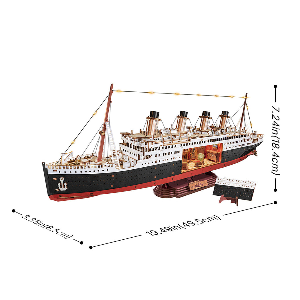 Titanic 3D Wooden Model Kit with LED - 3D Wooden Puzzle by Extoril