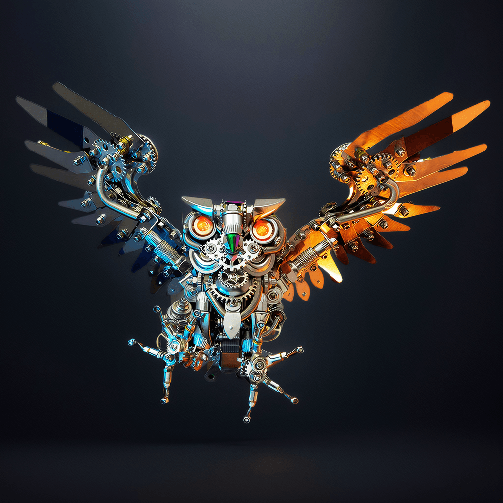 Nocturnal Owl 3D Metal Puzzle Steampunk Kit - 3d metal puzzle by Extoril