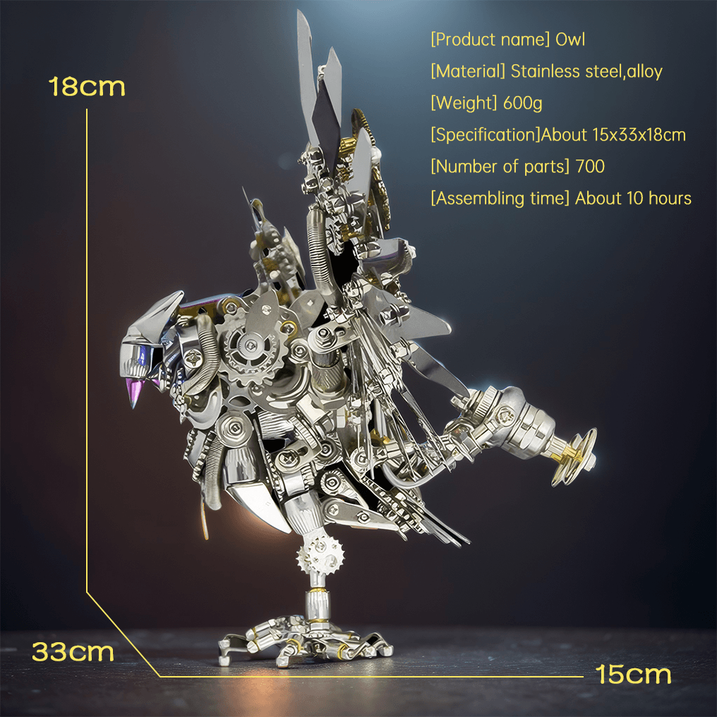 Nocturnal Owl 3D Metal Puzzle Steampunk Kit - 3d metal puzzle by Extoril