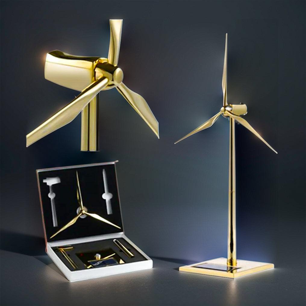 DIY 3D Metal Windmill Solar Powered Wind Turbine Assembly Model Golden - 3d metal puzzle by Extoril