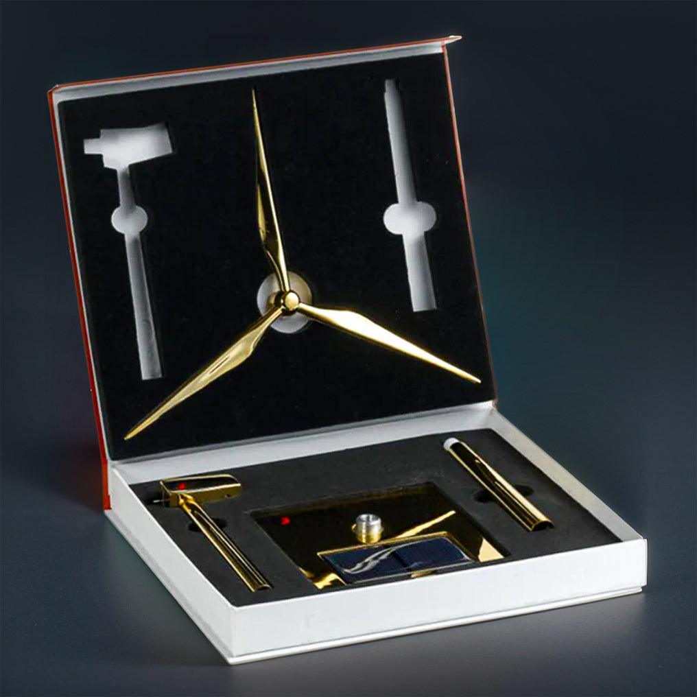 DIY 3D Metal Windmill Solar Powered Wind Turbine Assembly Model Golden - 3d metal puzzle by Extoril