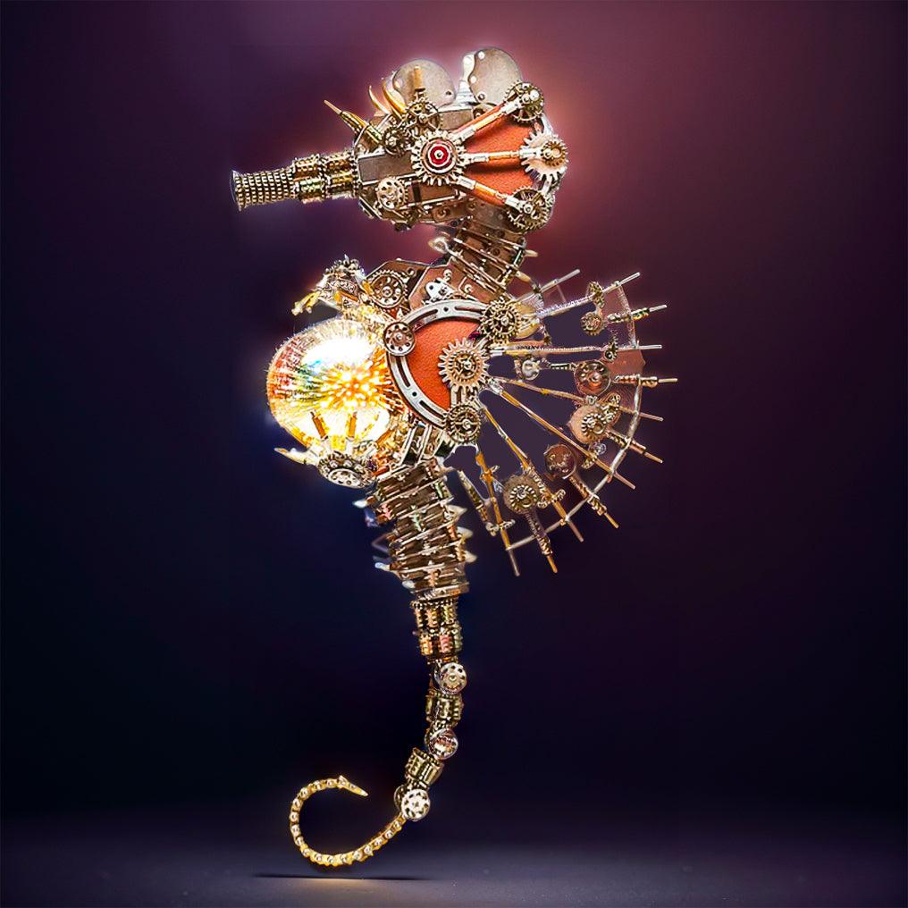DIY 3D Metal Steampunk Mechanical Seahorse Puzzle with Lamp Model-2100PCS - 3d metal puzzle by Extoril