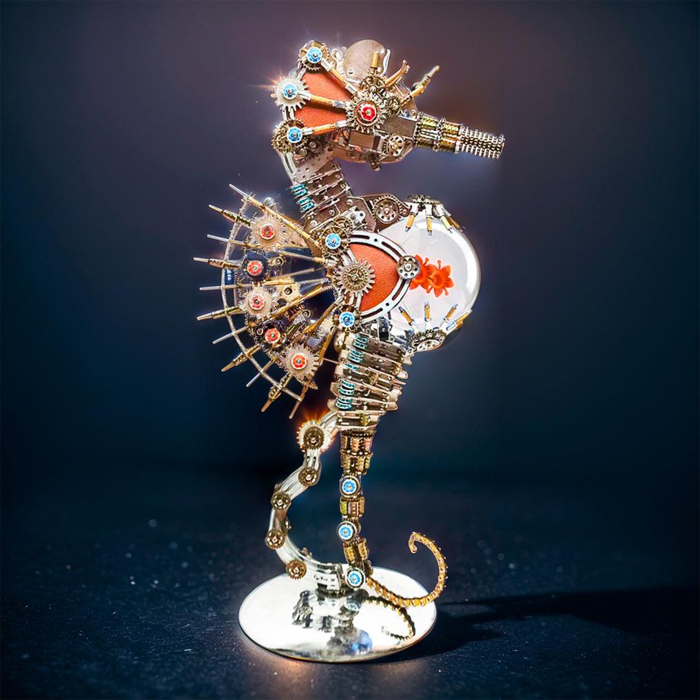 DIY 3D Metal Steampunk Mechanical Seahorse Puzzle with Lamp Model-2100PCS - 3d metal puzzle by Extoril