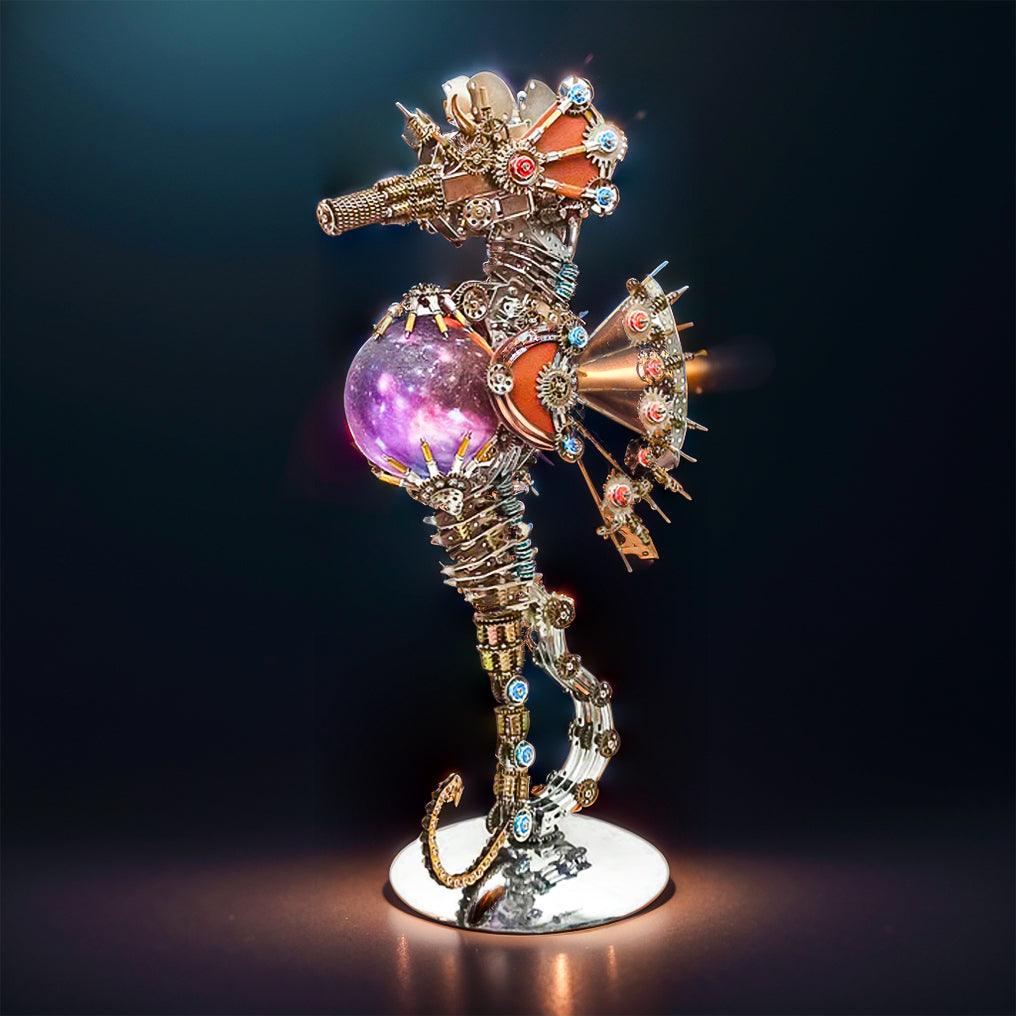 DIY 3D Metal Steampunk Mechanical Seahorse Puzzle with Lamp Model-2100PCS - 3d metal puzzle by Extoril