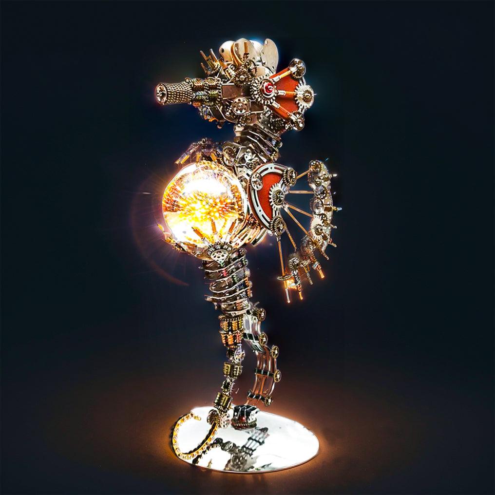 DIY 3D Metal Steampunk Mechanical Seahorse Puzzle with Lamp Model-2100PCS - 3d metal puzzle by Extoril