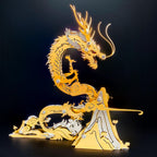 Dragon on the Mountain Mythical Creature Model Kit - 3d metal puzzle by Extoril