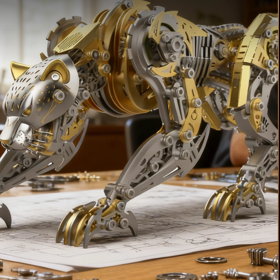 3D Metal Steampunk Leopard Puzzle 300pc - 3d metal puzzle by Extoril