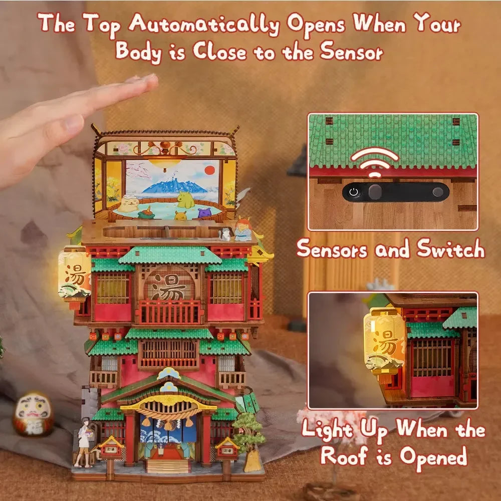 3D Wooden Puzzle Onsen Saga Miniature kit - 3D Wooden Puzzle by Extoril