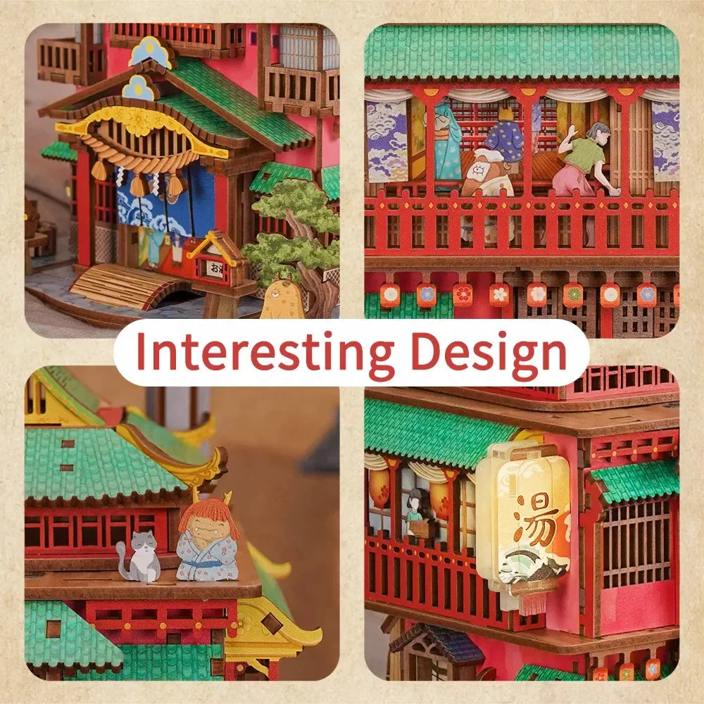 3D Wooden Puzzle Onsen Saga Miniature kit - 3D Wooden Puzzle by Extoril