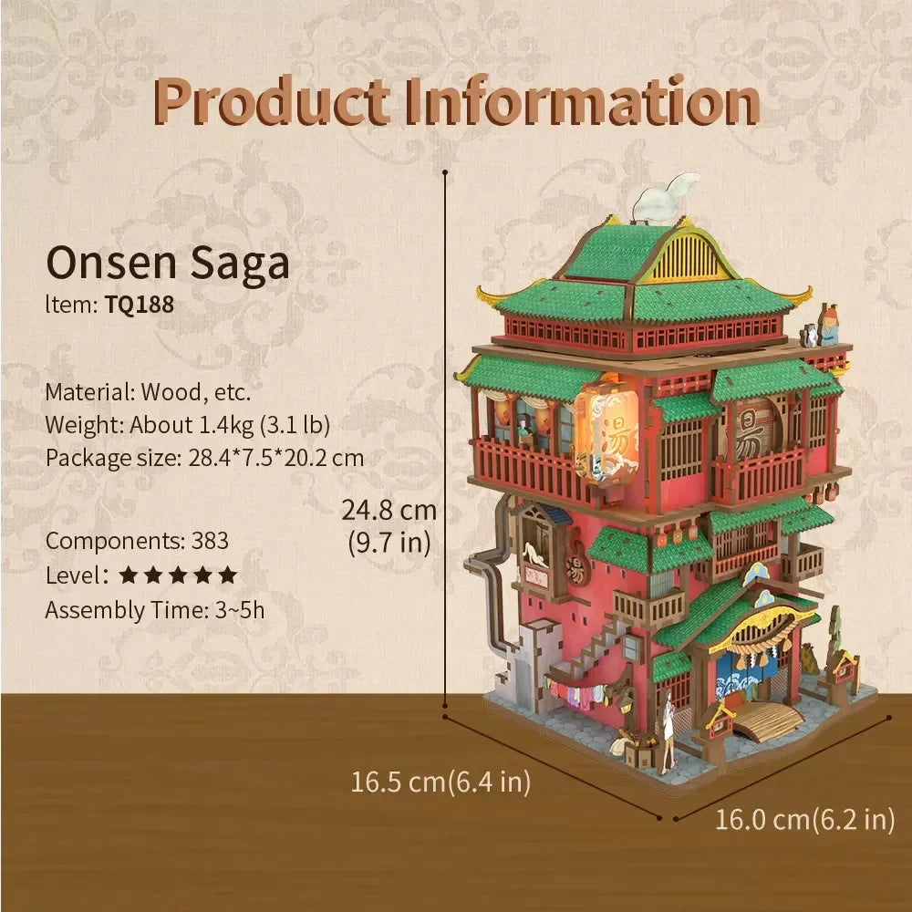 3D Wooden Puzzle Onsen Saga Miniature kit - 3D Wooden Puzzle by Extoril