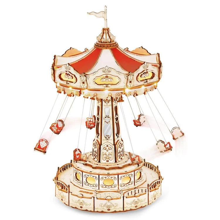 Enchanted Carousel Swing Ride Music Box - 3D Wooden Puzzle by Extoril