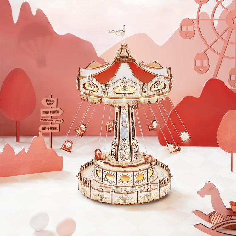 Enchanted Carousel Swing Ride Music Box - 3D Wooden Puzzle by Extoril