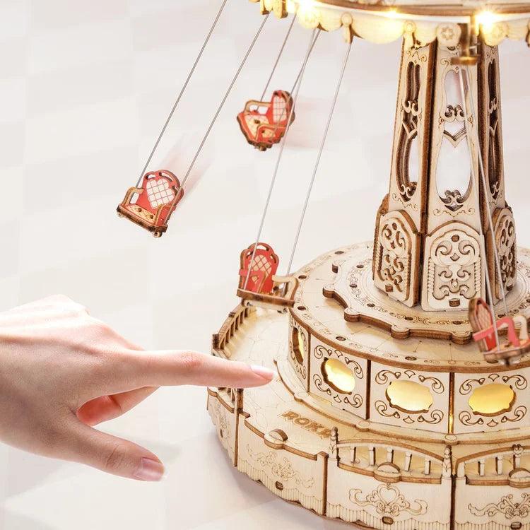 Enchanted Carousel Swing Ride Music Box - 3D Wooden Puzzle by Extoril