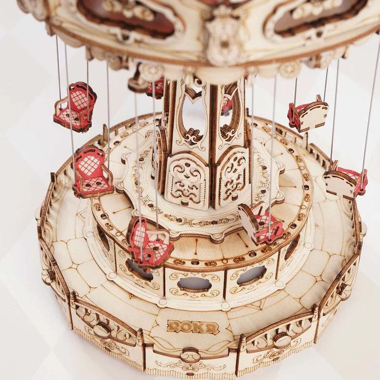 Enchanted Carousel Swing Ride Music Box - 3D Wooden Puzzle by Extoril