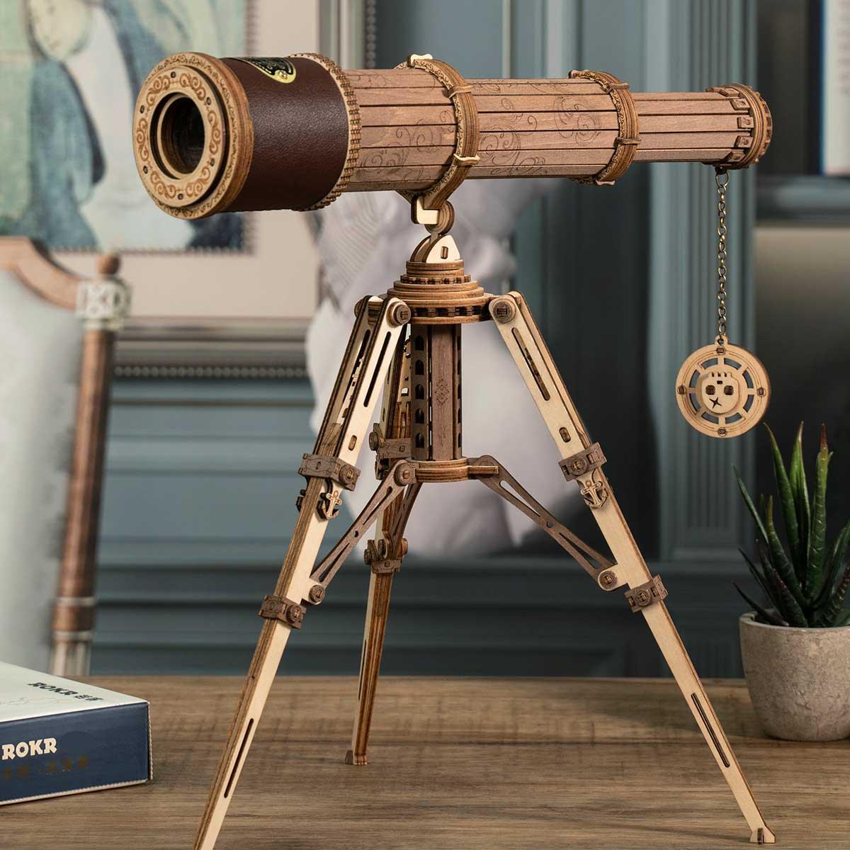 Explorer's Collection - Wooden Globe & Monocular Telescope Set - 3D Wooden Puzzle by Extoril
