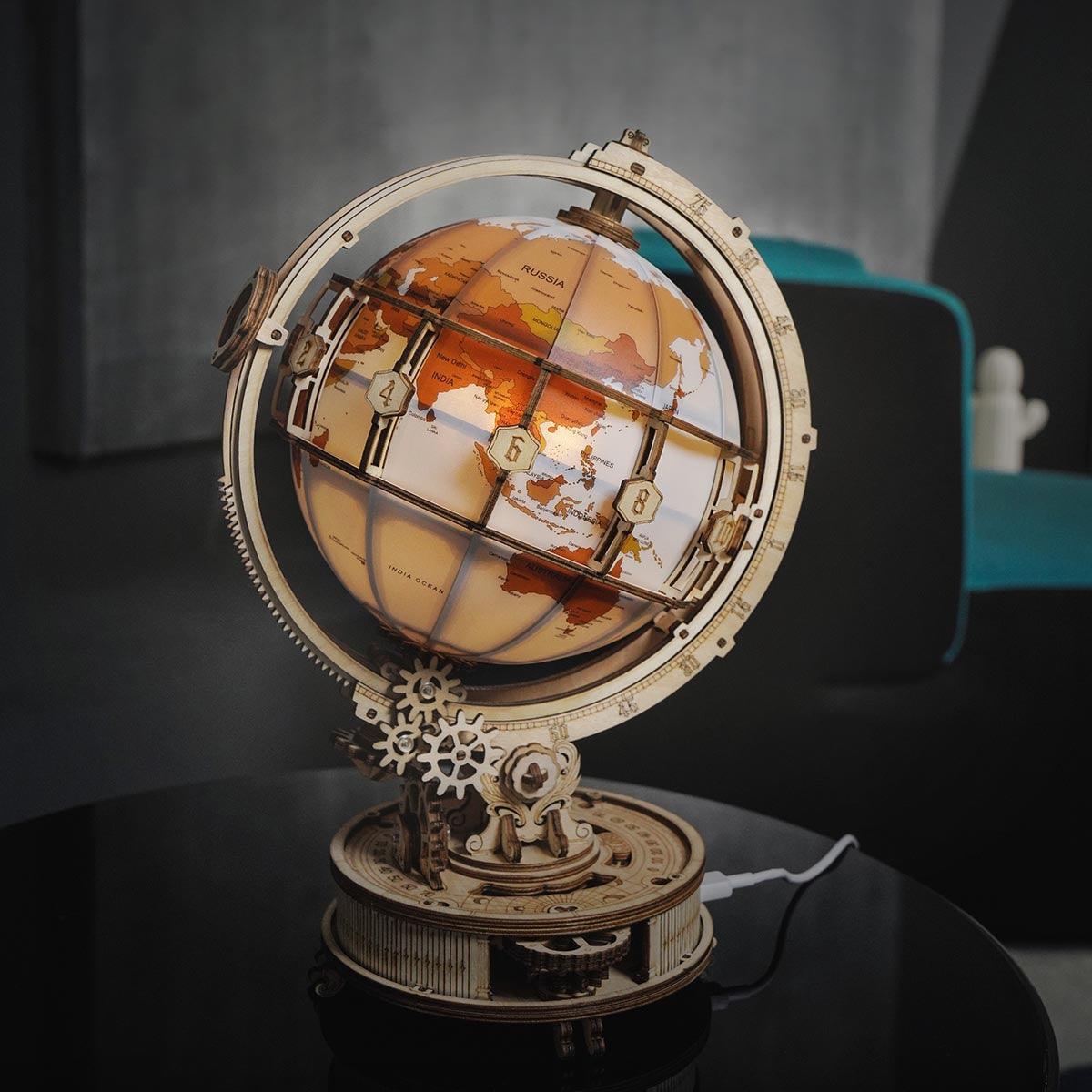 Illuminated Globe 3D Wooden Puzzle - 3D Wooden Puzzle by Extoril