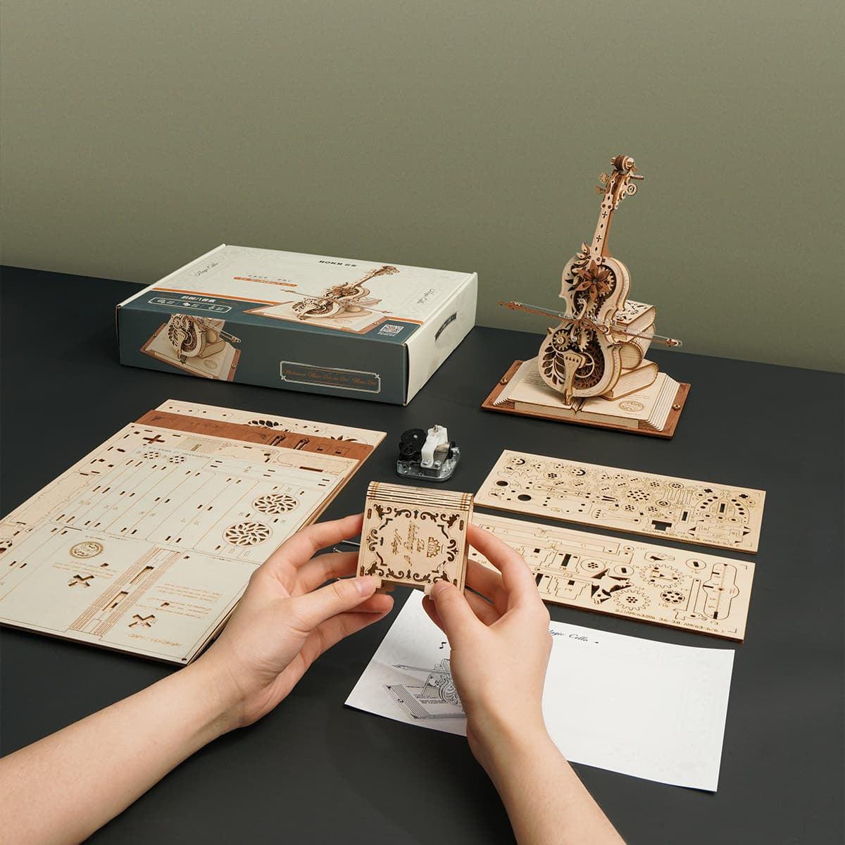 Magic Cello Mechanical Music Box 3D Wooden Puzzle - 3D Wooden Puzzle by Extoril